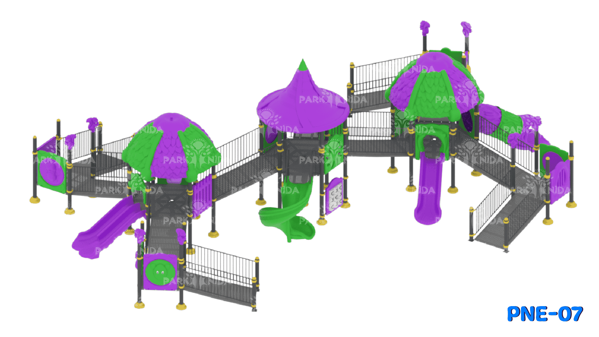 PNE-07 3-12 Yaş 4 Kuleli 7 Kaydıraklı Engelsiz Çocuk Oyun Parkı