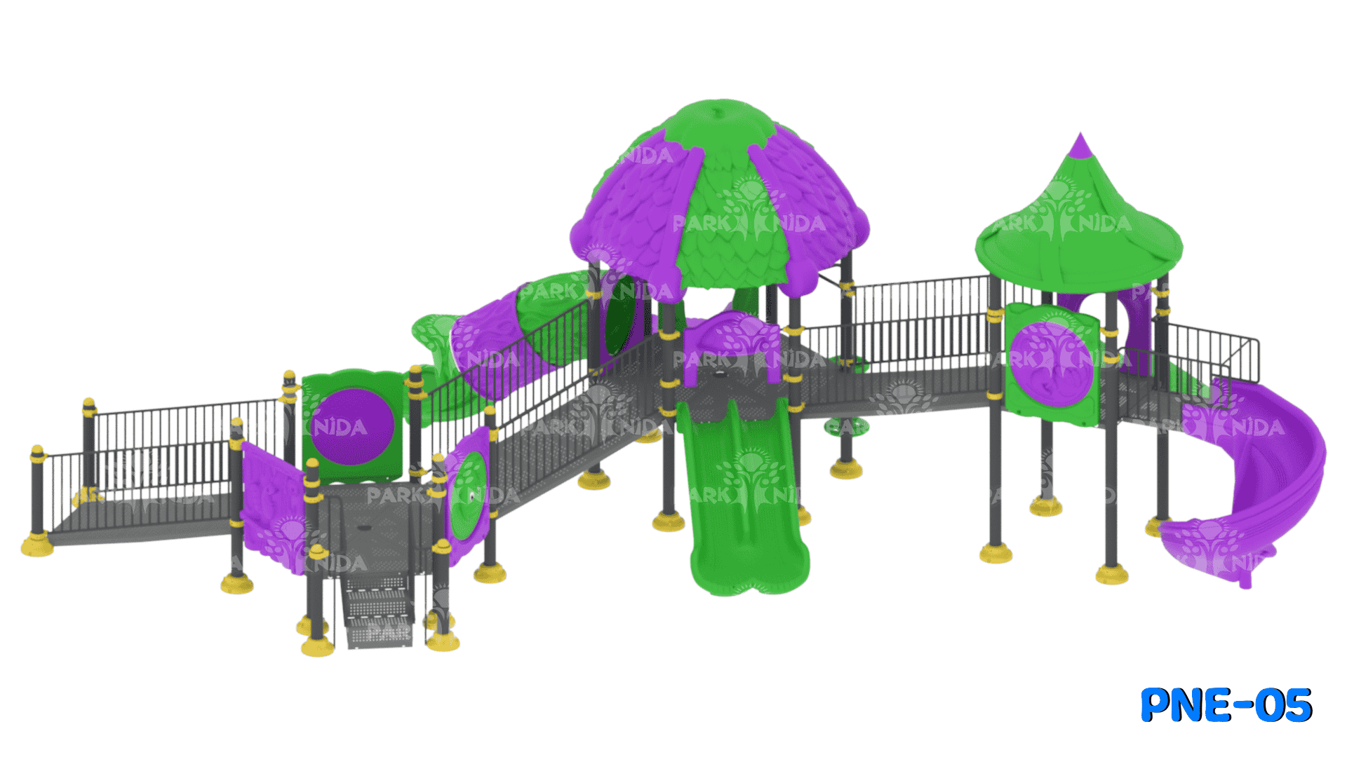 PNE-05 3-12 Yaş 1 Kuleli 5 Kaydıraklı Engelsiz Çocuk Oyun Parkı