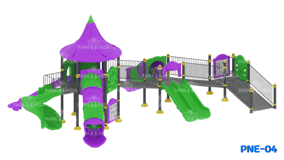 PNE-04 3-12 Yaş 2 Kuleli 5 Kaydıraklı Engelsiz Çocuk Oyun Parkı
