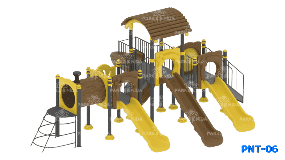 PNT-06 3-12 Yaş 4 Kaydıraklı Tünel Geçişli Çocuk Oyun Parkı