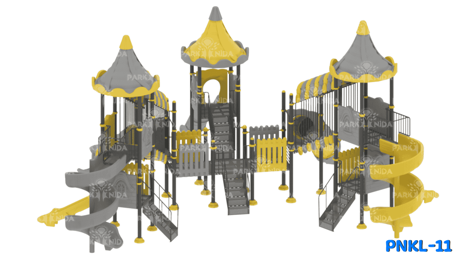 PNKL-11 2-5 Yaş 8 Kuleli 7 Kaydıraklı Kale Temalı Çocuk Oyun Parkı