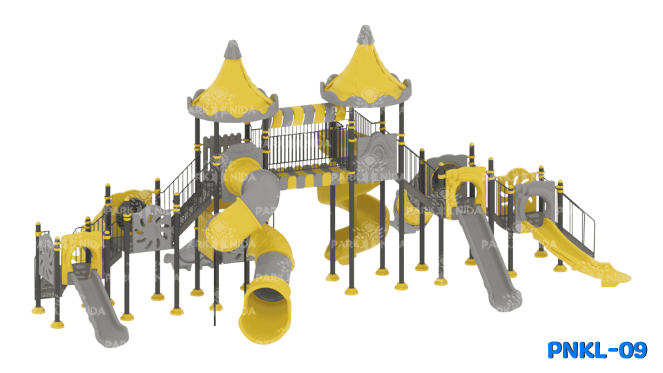 PNKL-09 5-12 Yaş 6 Kuleli 8 Kaydıraklı Kale Temalı Çocuk Oyun Parkı