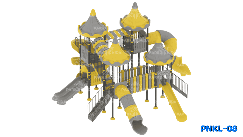 PNKL-08 2-5 Yaş 4 Kuleli 5 Kaydıraklı Kale Temalı Çocuk Oyun Parkı