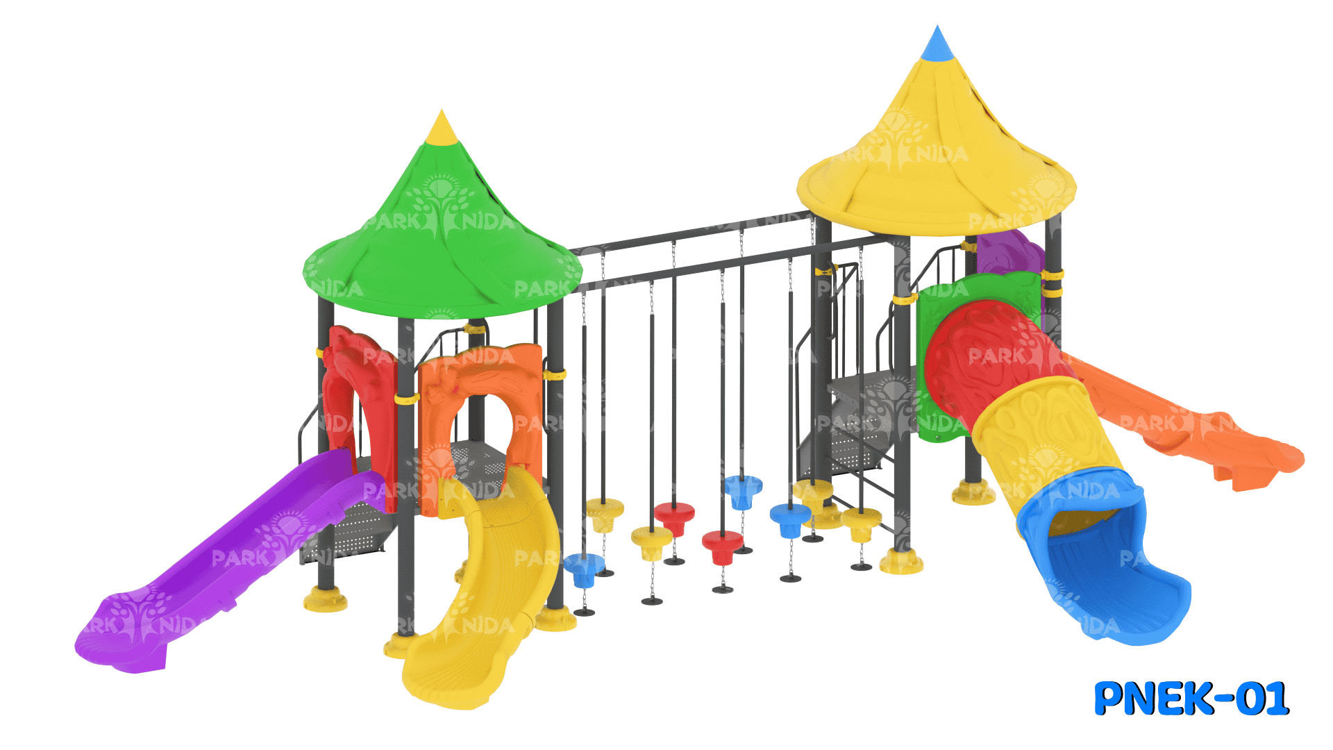 PNEK-01 8-14 Yaş 3 Kaydıraklı Tırmanma Üniteli Çocuk Oyun Parkı