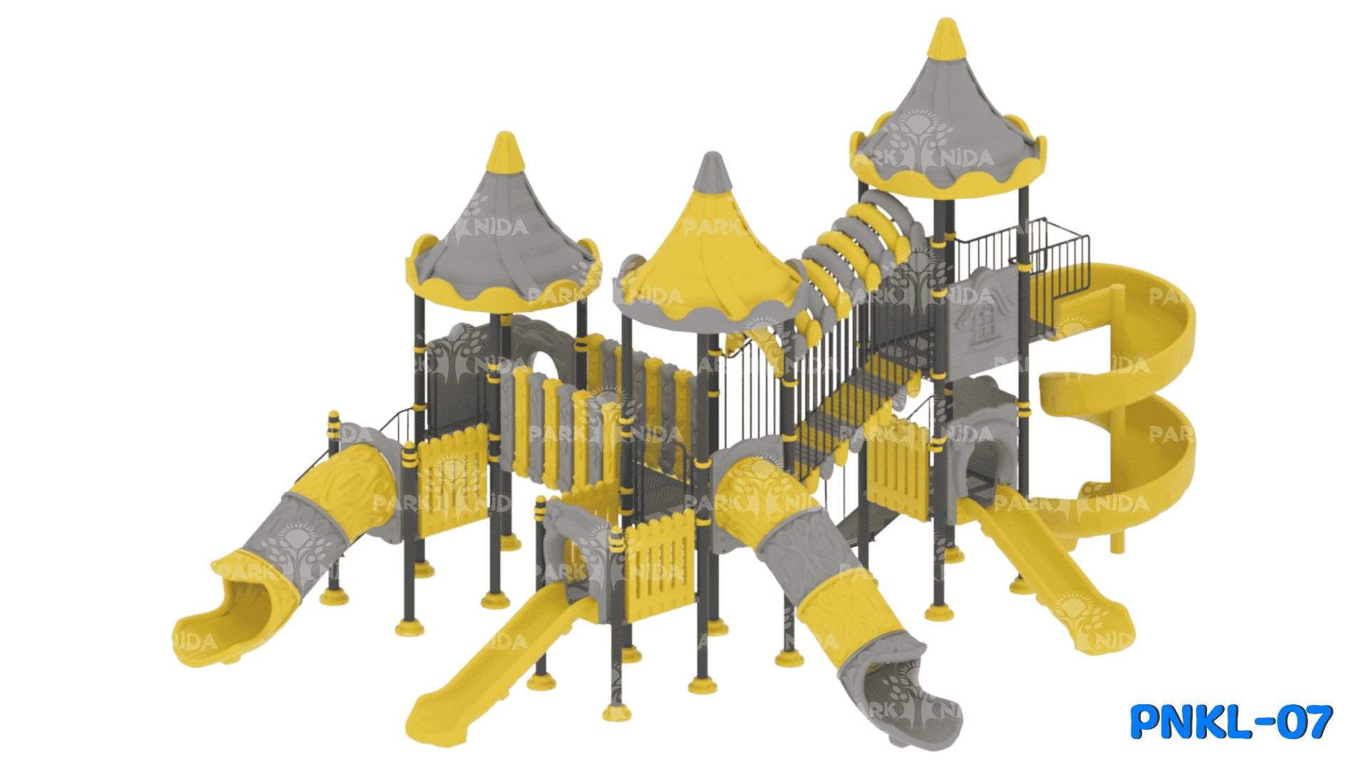 PNKL-07 5-12 Yaş 6 Kuleli 4 Kaydıraklı Kale Temalı Çocuk Oyun Parkı