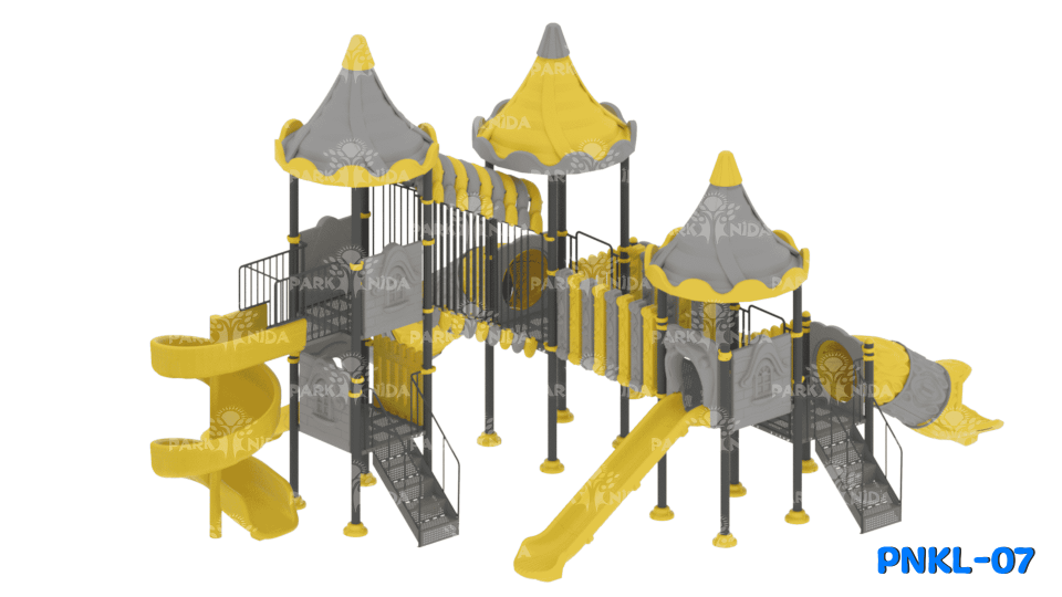 PNKL-07 5-12 Yaş 6 Kuleli 4 Kaydıraklı Kale Temalı Çocuk Oyun Parkı