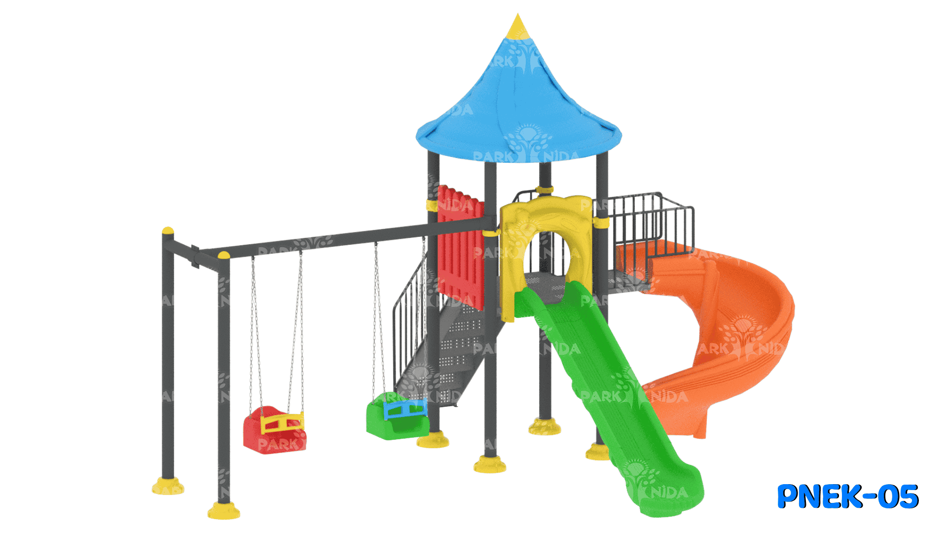 PNEK-05 5-12 Yaş 2 Kaydıraklı Salıncaklı Çocuk Oyun Parkı