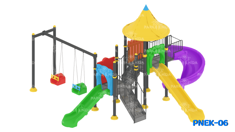 PNEK-06 8-14 Yaş 3 Kaydıraklı Salıncaklı Çocuk Oyun Parkı