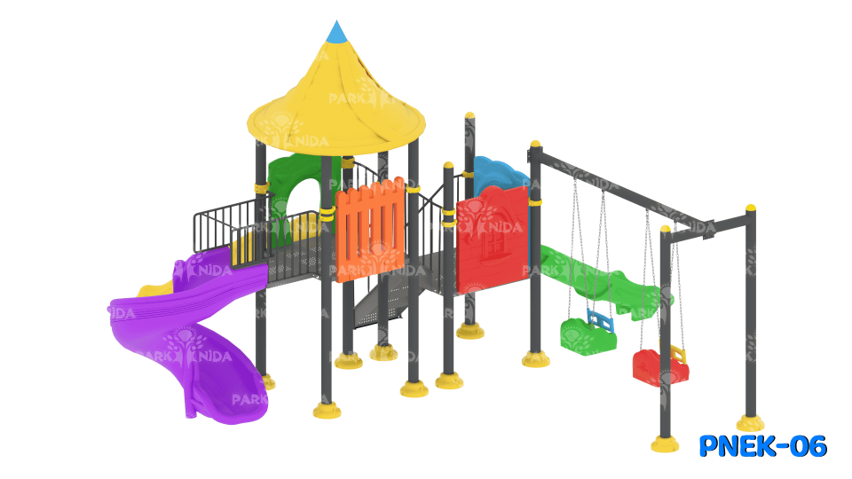 PNEK-06 8-14 Yaş 3 Kaydıraklı Salıncaklı Çocuk Oyun Parkı