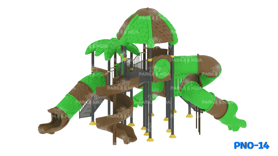 PNO-14 5-12 Yaş 4 Kaydıraklı Tünel Geçişli Çocuk Oyun Parkı