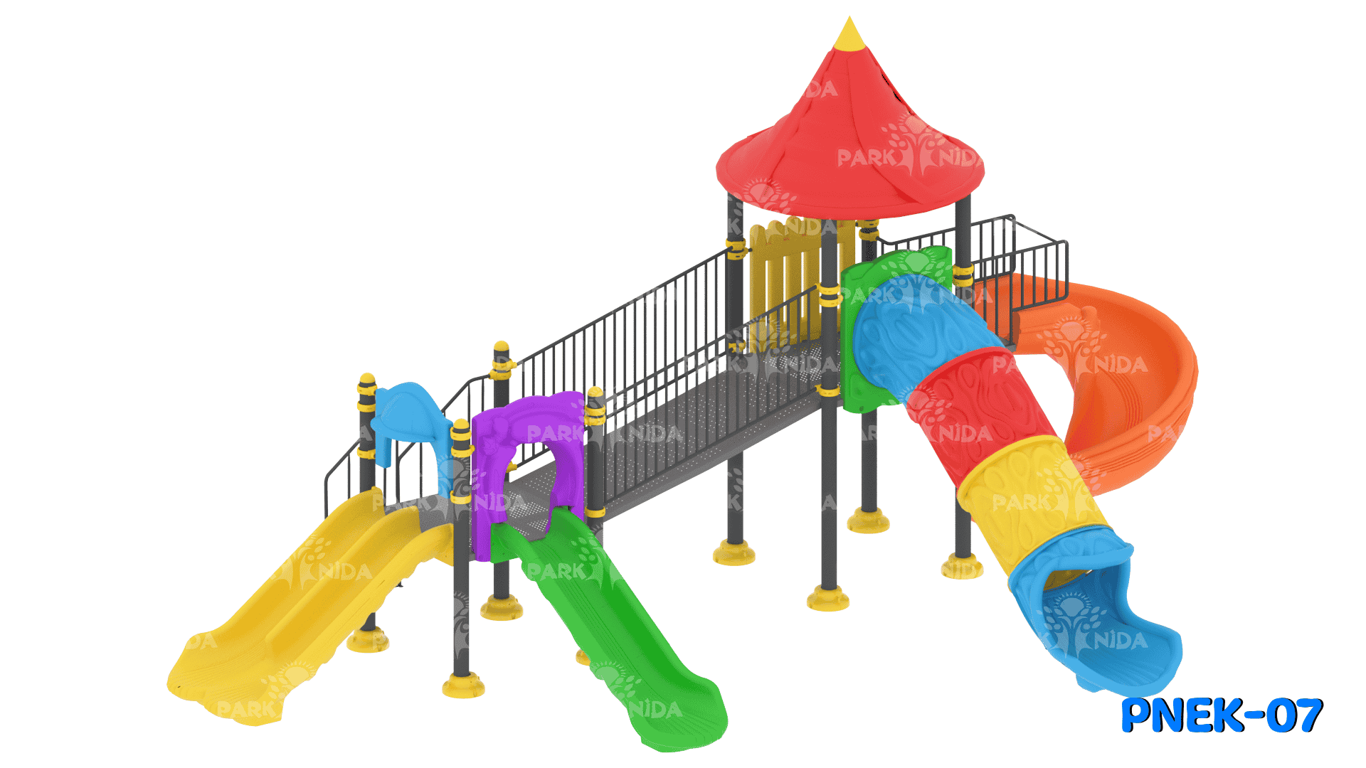 PNEK-07 5-12 Yaş 4 Kaydıraklı Köprülü Çocuk Oyun Parkı