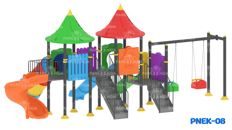 PNEK-08 2-5 Yaş 3 Kaydıraklı Salıncaklı Çocuk Oyun Parkı