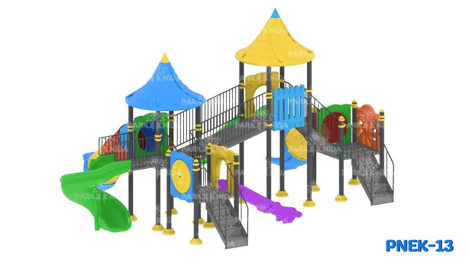 PNEK-13 5-12 Yaş 3 Kaydıraklı Köprülü Çocuk Oyun Parkı