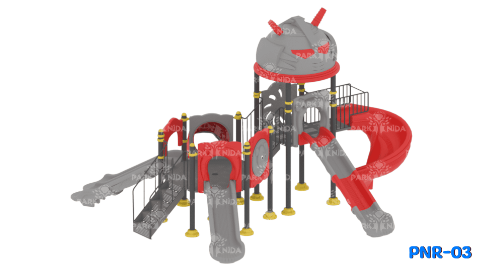 PNR-03 3-12 Yaş 1 Kuleli 4 Kaydıraklı Robot Figürlü Çocuk Oyun Parkı