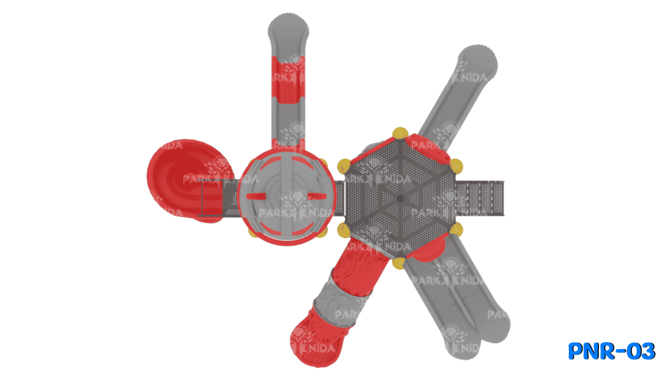 PNR-03 3-12 Yaş 1 Kuleli 4 Kaydıraklı Robot Figürlü Çocuk Oyun Parkı