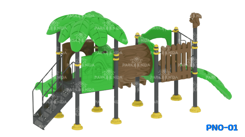 PNO-01 5-12 Yaş 2 Kaydıraklı Tırmanma Üniteli Çocuk Oyun Parkı