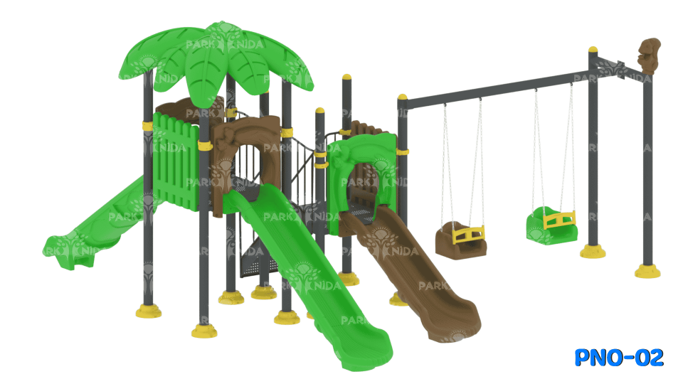 PNO-02 5-12 Yaş 3 Kaydıraklı Salıncaklı Çocuk Oyun Parkı