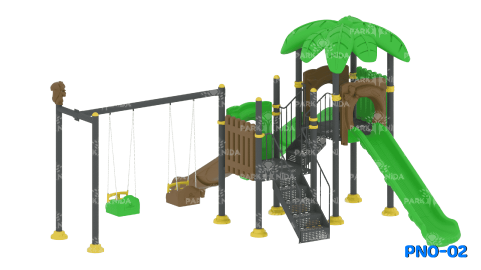 PNO-02 5-12 Yaş 3 Kaydıraklı Salıncaklı Çocuk Oyun Parkı