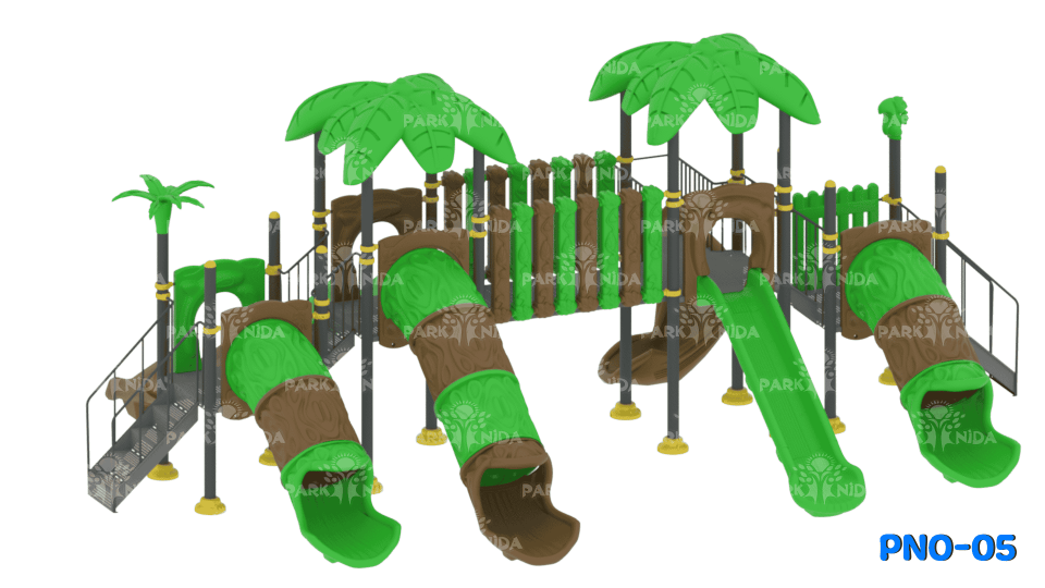 PNO-05 3-12 Yaş 7 Kaydıraklı Köprülü Çocuk Oyun Parkı