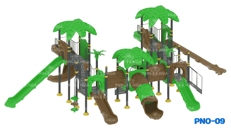 PNO-09 3-12 Yaş 7 Kaydıraklı Tırmanma Üniteli Çocuk Oyun Parkı