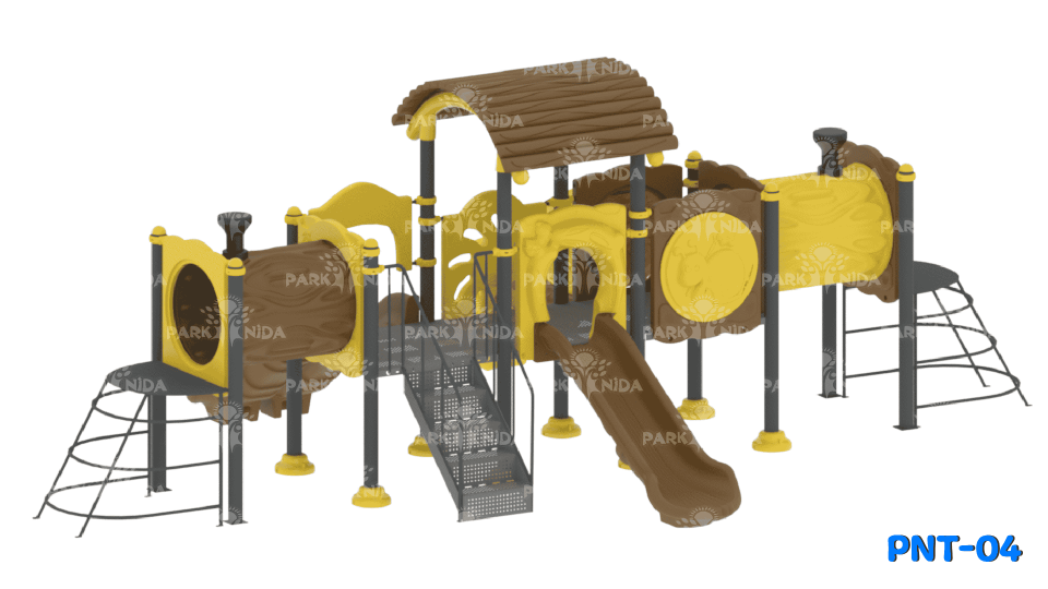 PNT-04 3-12 Yaş 3 Kaydıraklı Tünel Geçişli Çocuk Oyun Parkı