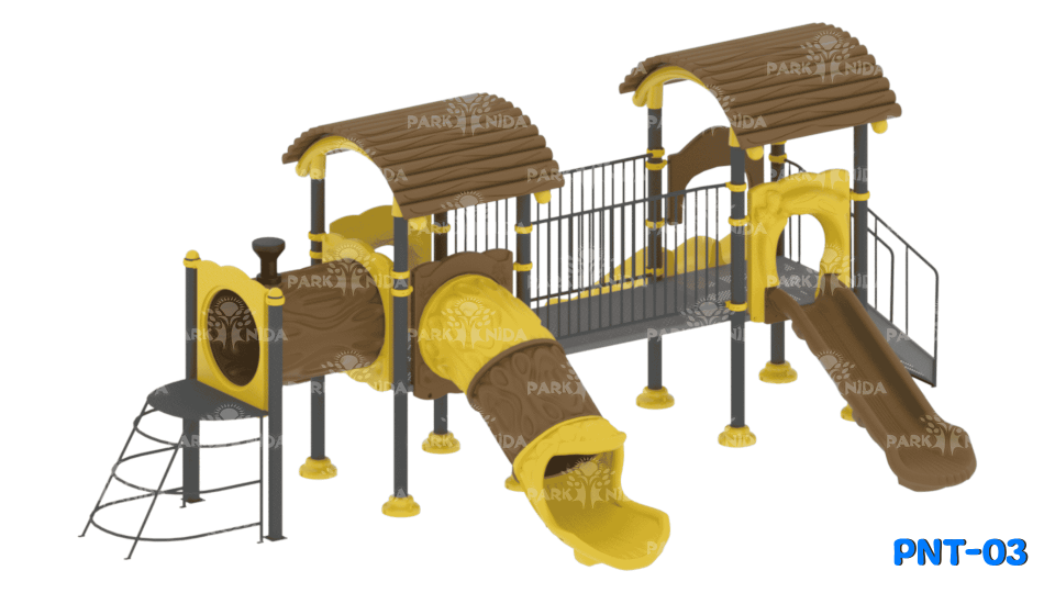 PNT-03 3-12 Yaş 4 Kaydıraklı Köprülü Tünel Geçişli Çocuk Oyun Parkı