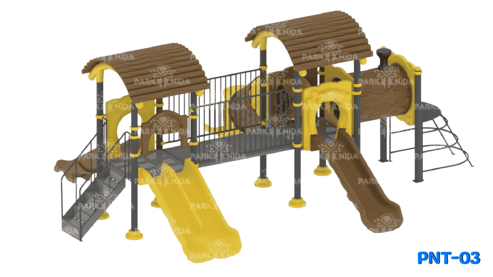 PNT-03 3-12 Yaş 4 Kaydıraklı Köprülü Tünel Geçişli Çocuk Oyun Parkı