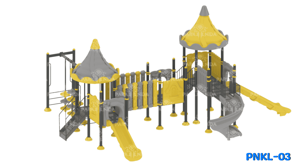 PNKL-03 5-12 Yaş 5 Kuleli 5 Kaydıraklı Kale Temalı Çocuk Oyun Parkı