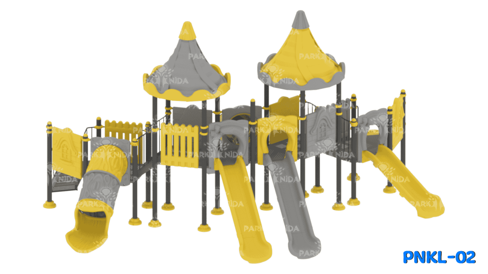 PNKL-02 3-12 Yaş 9 Kuleli 5 Kaydıraklı Kale Temalı Çocuk Oyun Parkı