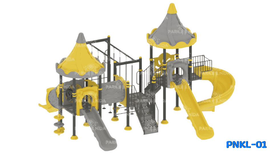 PNKL-01 3-12 Yaş 3 Kuleli 4 Kaydıraklı Kale Temalı Çocuk Oyun Parkı