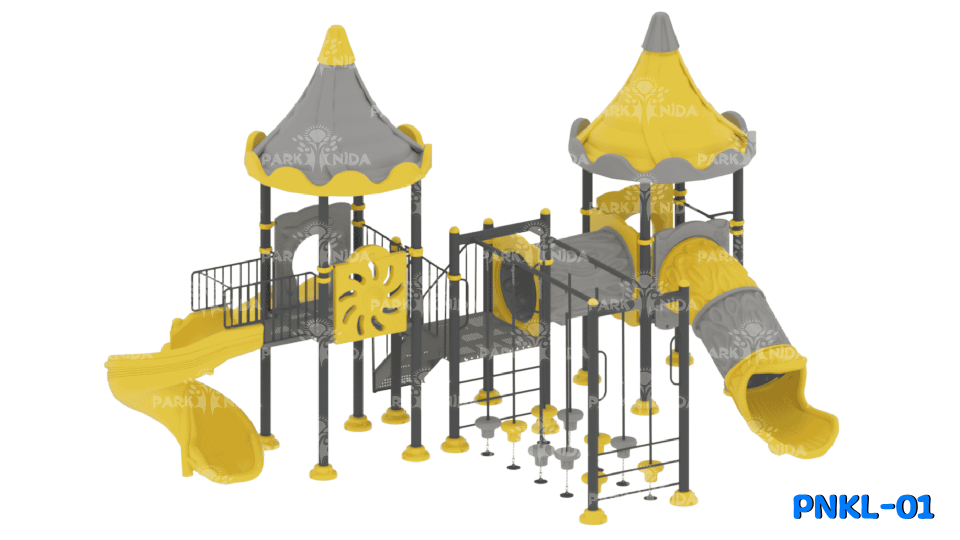 PNKL-01 3-12 Yaş 3 Kuleli 4 Kaydıraklı Kale Temalı Çocuk Oyun Parkı