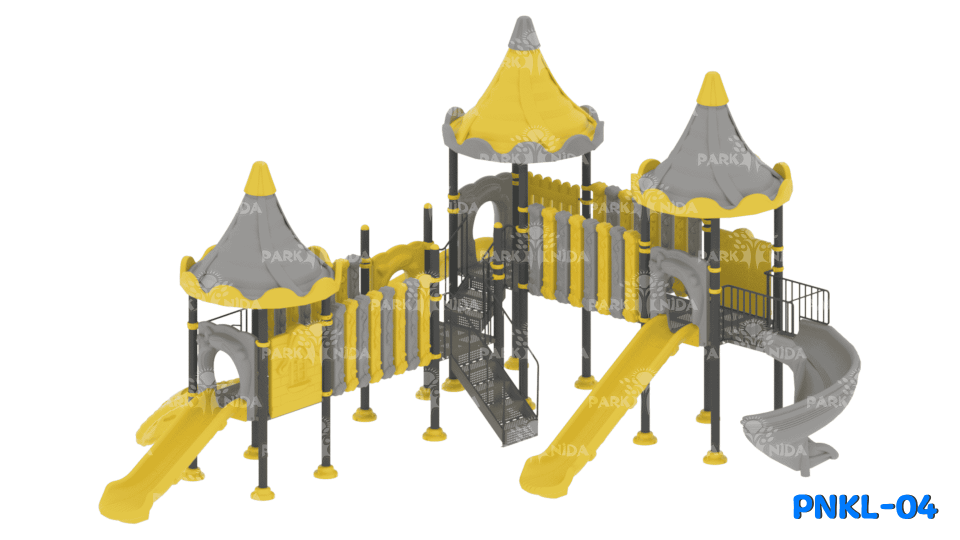 PNKL-04 5-12 Yaş 4 Kuleli 5 Kaydıraklı Kale Temalı Çocuk Oyun Parkı