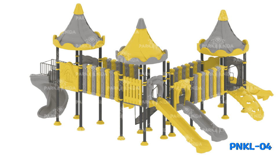 PNKL-04 5-12 Yaş 4 Kuleli 5 Kaydıraklı Kale Temalı Çocuk Oyun Parkı