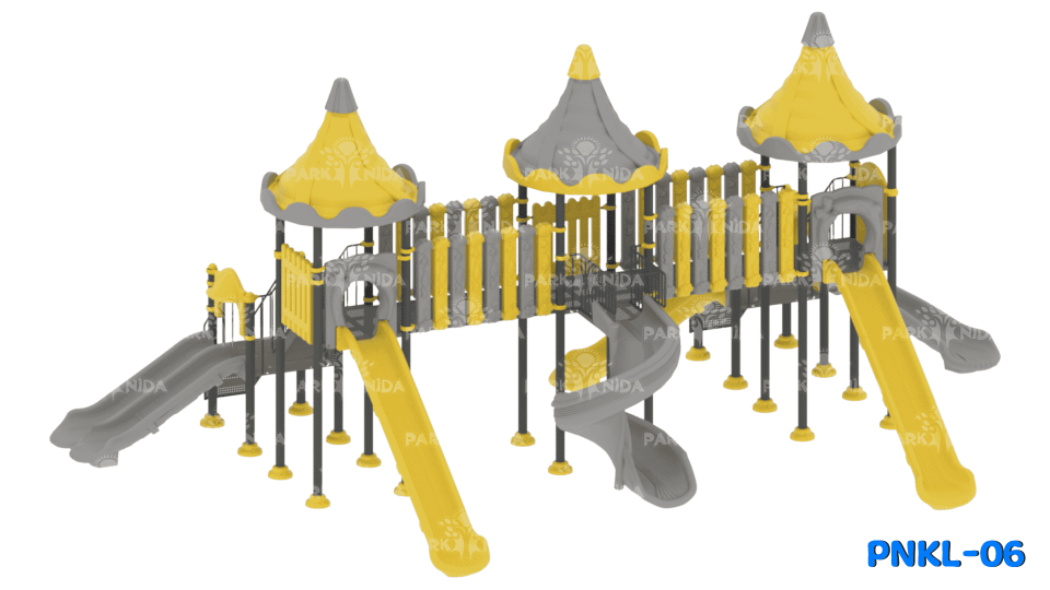 PNKL-06 2-5 Yaş 5 Kuleli 6 Kaydıraklı Kale Temalı Çocuk Oyun Parkı