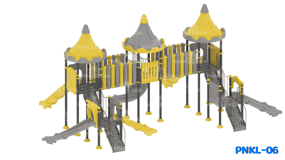 PNKL-06 2-5 Yaş 5 Kuleli 6 Kaydıraklı Kale Temalı Çocuk Oyun Parkı