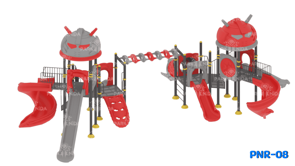 PNR-08 5-12 Yaş 6 Kuleli 7 Kaydıraklı Robot Figürlü Çocuk Oyun Parkı