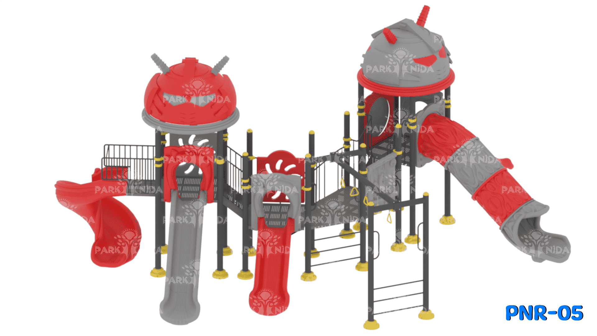 PNR-05 3-12 Yaş 5 Kuleli 5 Kaydıraklı Robot Figürlü Çocuk Oyun Parkı