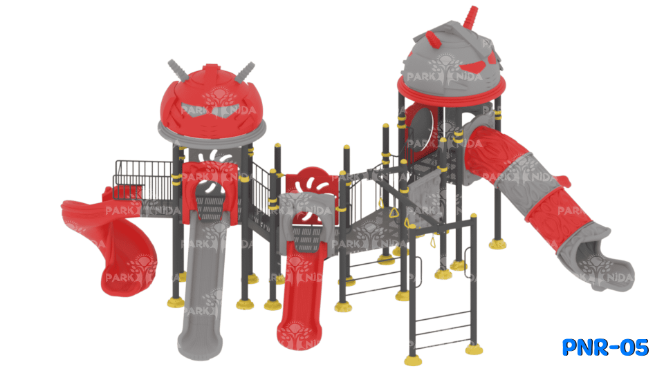 PNR-05 3-12 Yaş 5 Kuleli 5 Kaydıraklı Robot Figürlü Çocuk Oyun Parkı