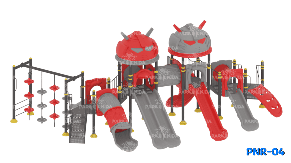 PNR-04 3-12 Yaş 6 Kuleli 6 Kaydıraklı Robot Figürlü Çocuk Oyun Parkı