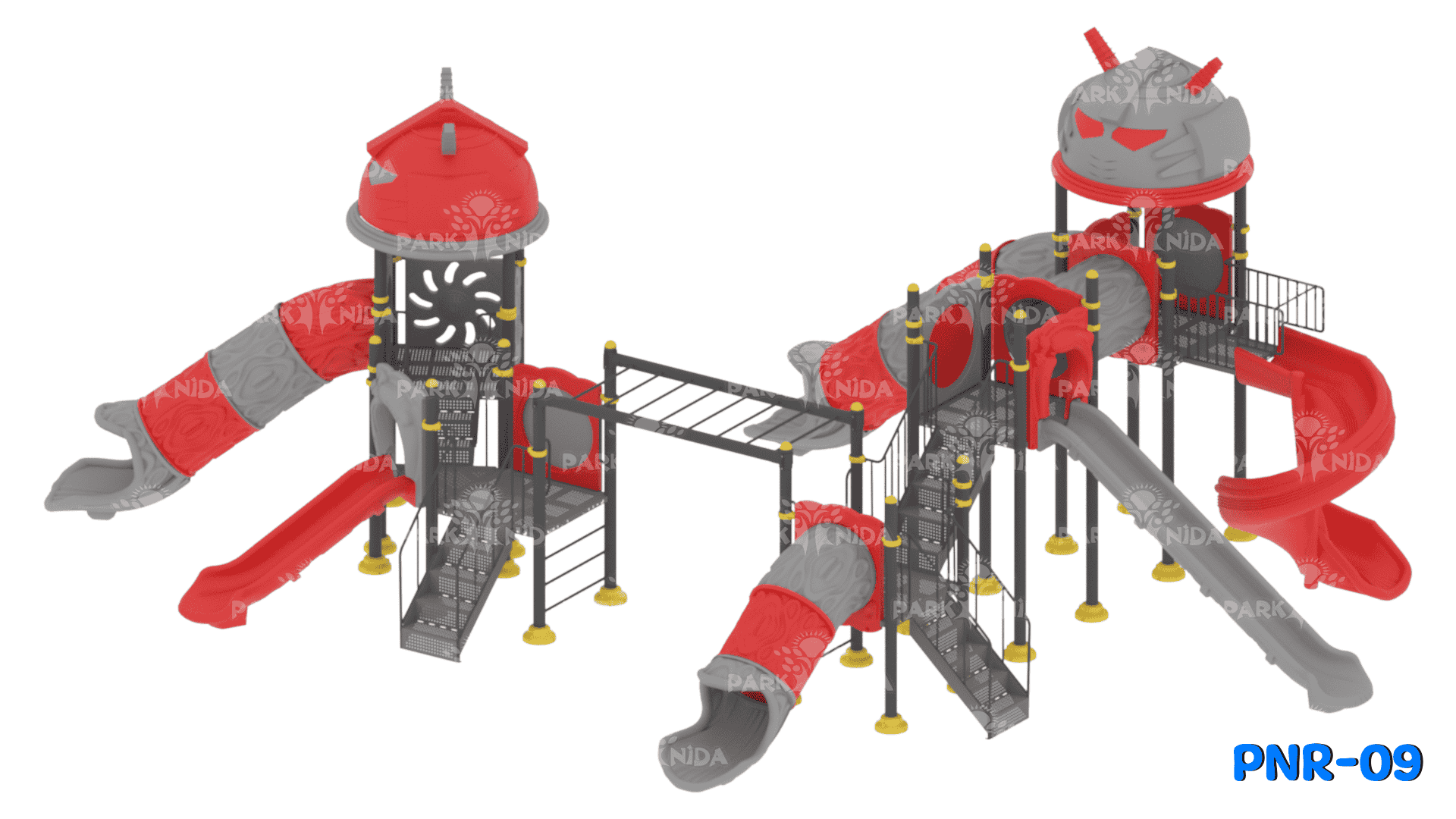 PNR-09 5-12 Yaş 6 Kuleli 7 Kaydıraklı Robot Figürlü Çocuk Oyun Parkı