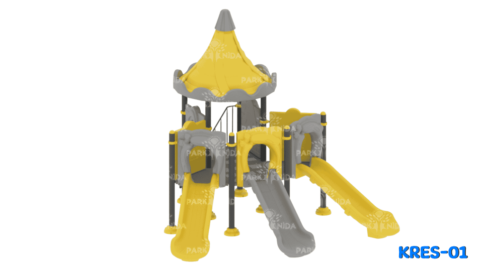 Kreş-01 3-6 Yaş 4 Kuleli 3 Kaydıraklı Kreş Tipi Çocuk Oyun Parkı