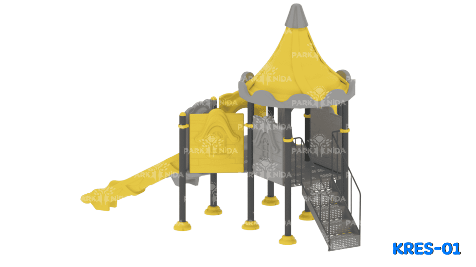 Kreş-01 3-6 Yaş 4 Kuleli 3 Kaydıraklı Kreş Tipi Çocuk Oyun Parkı