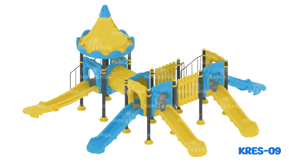 Kreş-09 3-6 Yaş 4 Kuleli 5 Kaydıraklı Kreş Tipi Çocuk Oyun Parkı