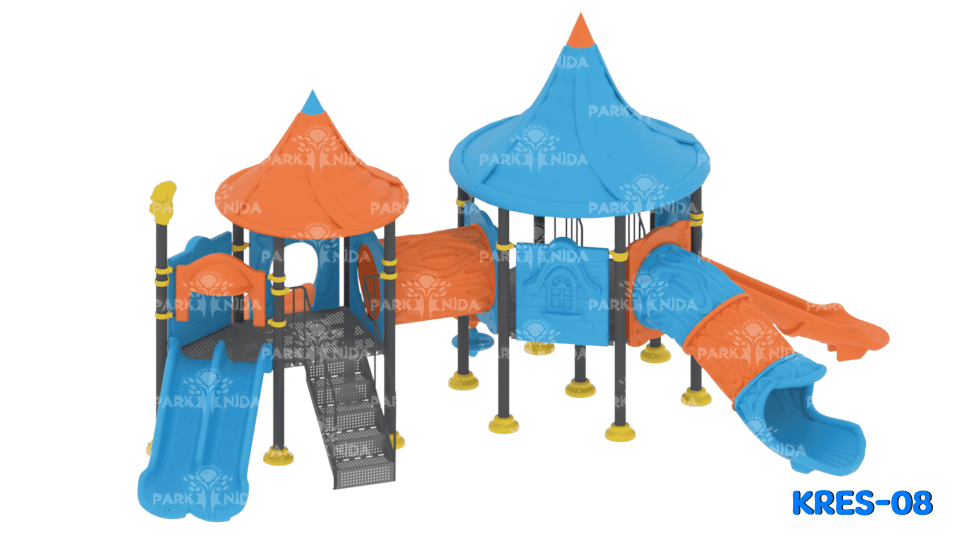 Kreş-08 2-5 Yaş 4 Kuleli 3 Kaydıraklı Kreş Tipi Oyun Parkı