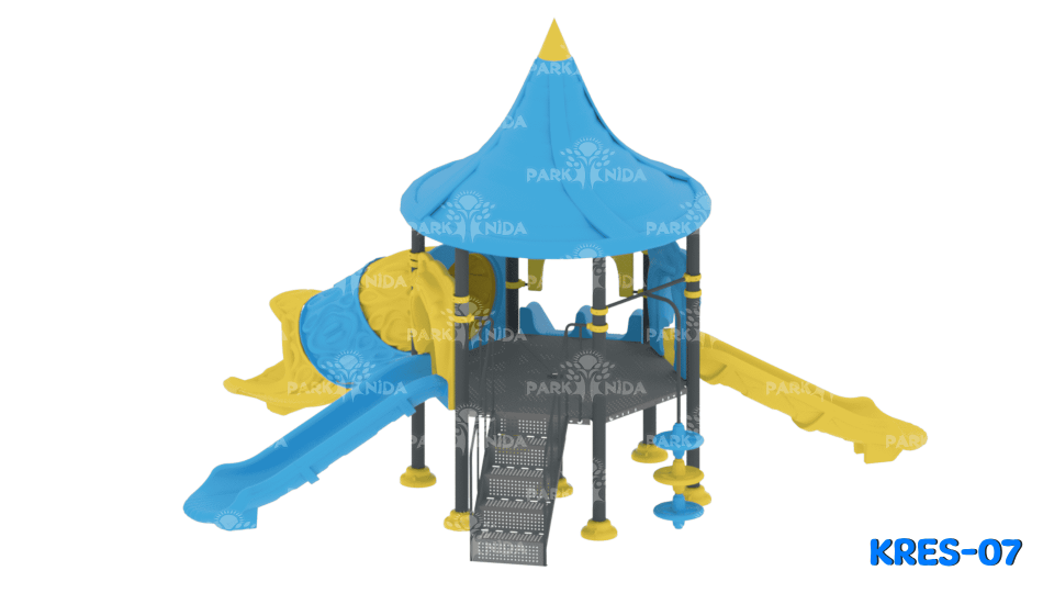 Kreş-07 3-6 Yaş 2 Kuleli 3 Kaydıraklı Kreş Tipi Oyun Parkı
