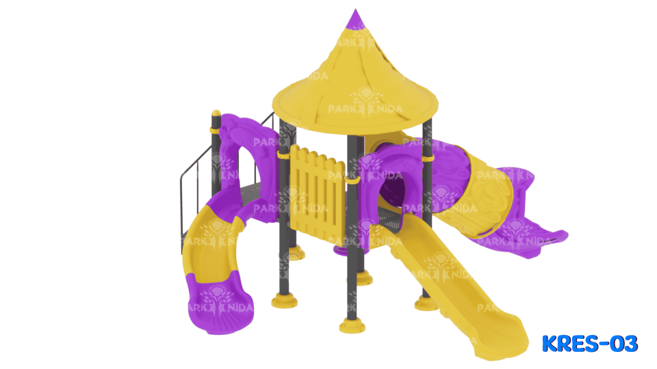 Kreş-03 3-6 Yaş 2 Kuleli 2 Kaydıraklı Kreş Tipi Oyun Parkı
