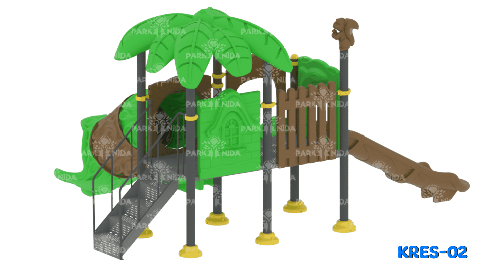 Kreş-02 2-5 Yaş 2 Kuleli 2 Kaydıraklı Kreş Tipi Çocuk Oyun Parkı