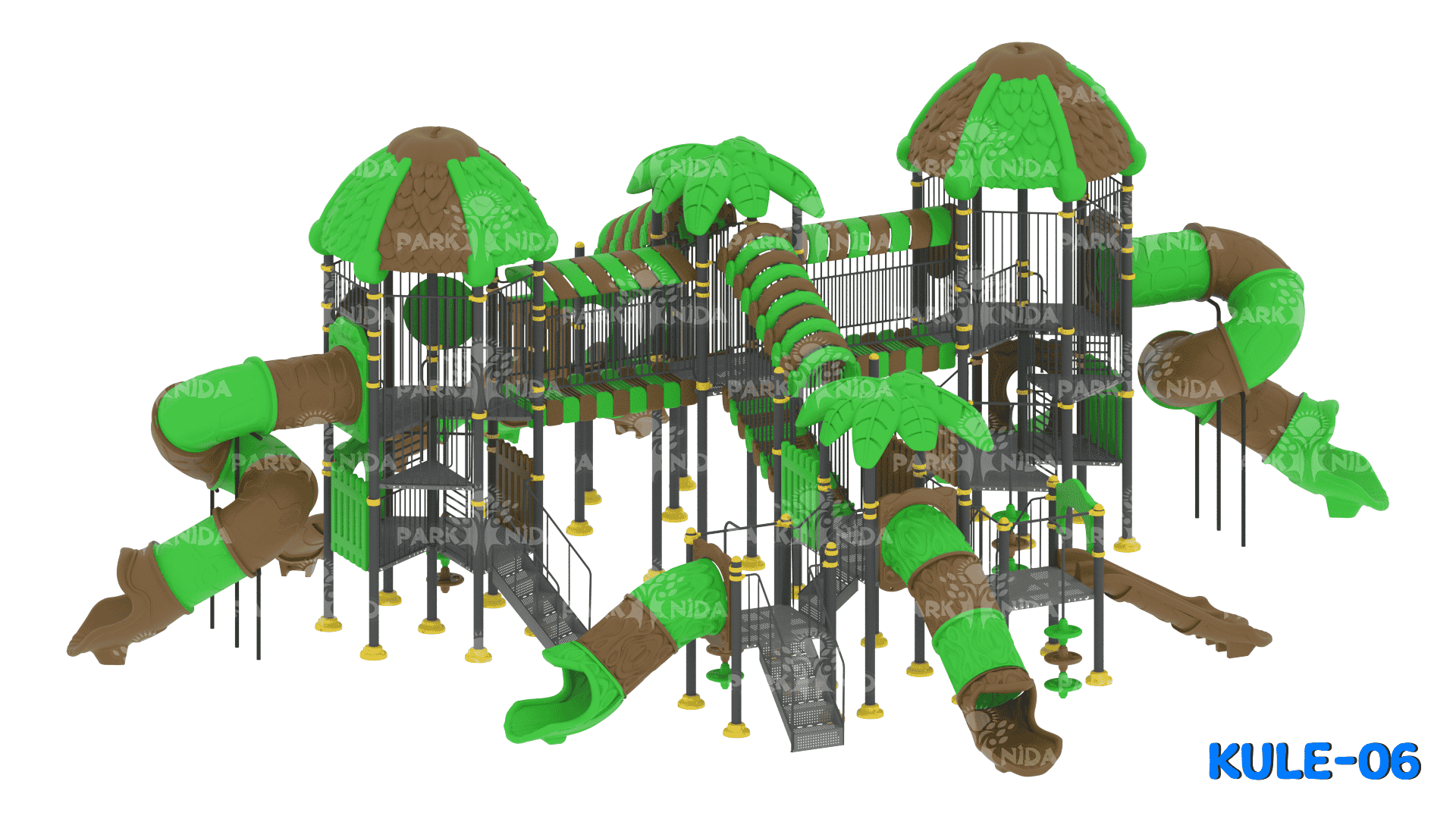 KULE-06 5-12 Yaş 7 Kuleli 10 Kaydıraklı Dev Kule Temalı Çocuk Oyun Parkı