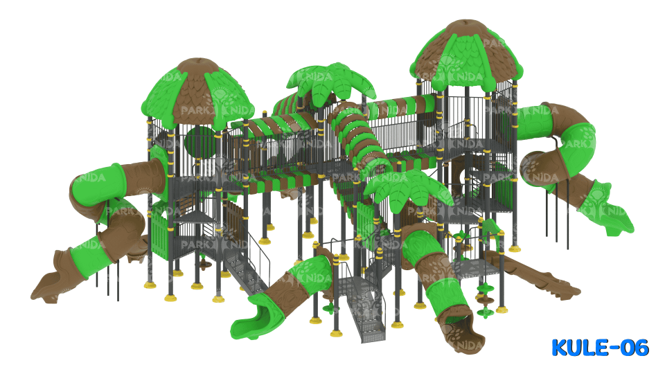 KULE-06 5-12 Yaş 7 Kuleli 10 Kaydıraklı Dev Kule Temalı Çocuk Oyun Parkı