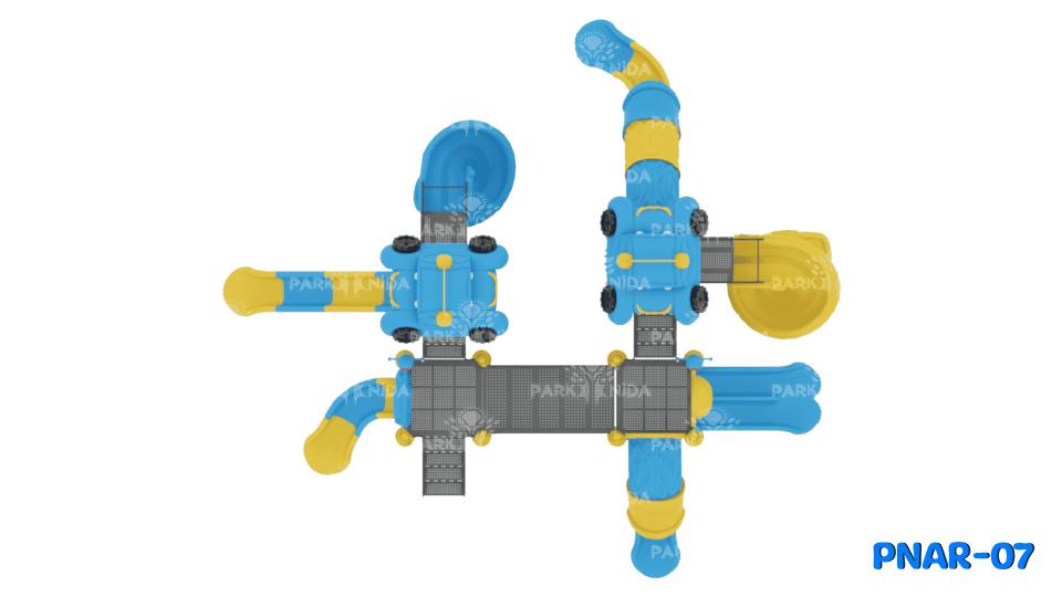 PNAR-07 5-12 Yaş 4 Kuleli 7 Kaydıraklı Araba Temalı Çocuk Oyun Parkı